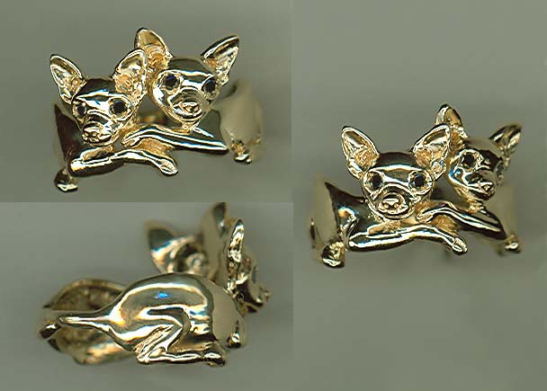 GOLD FILIGREE EARRINGS Jewelry CHIHUAHUA DOG Smooth White